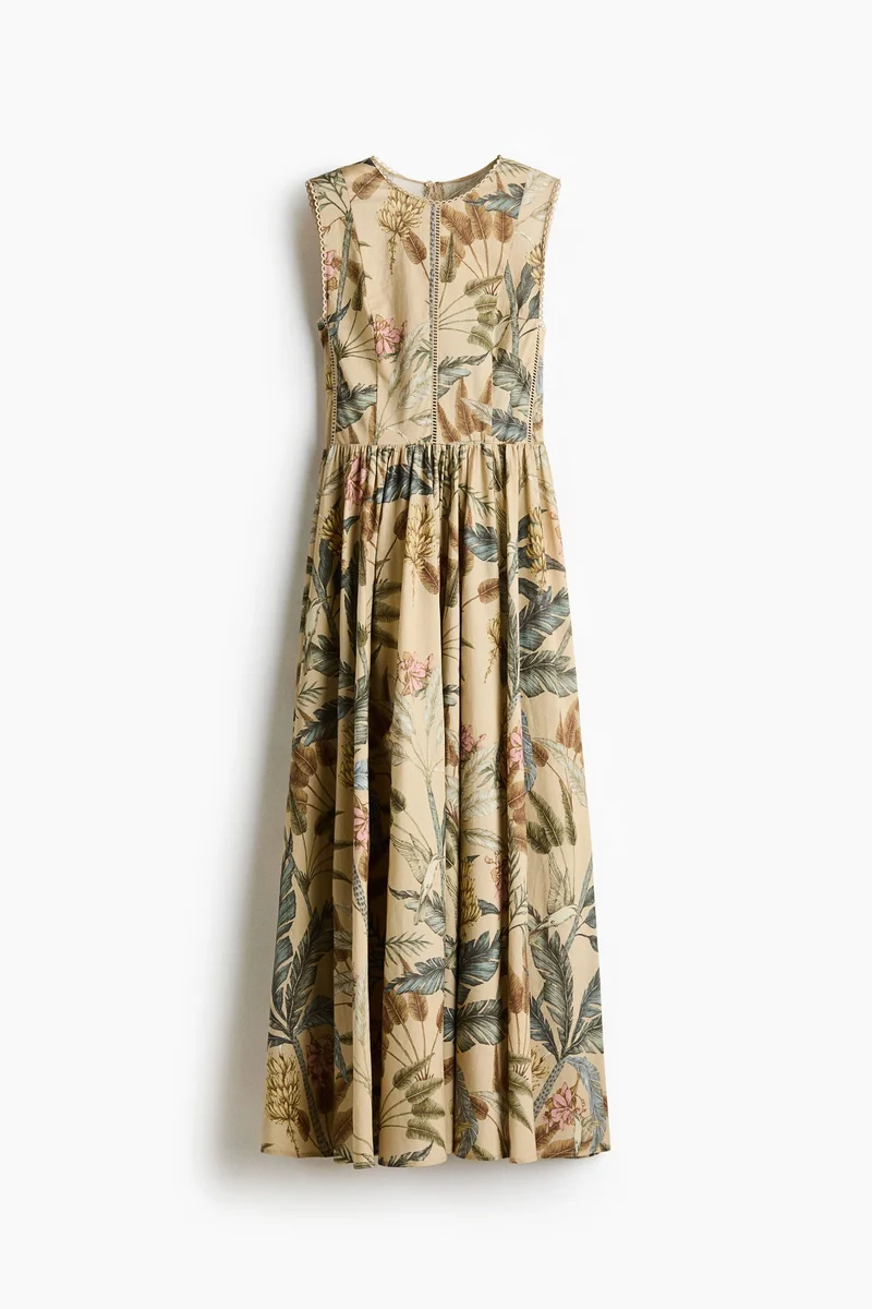 اتش اند ام فستان قطني مزين بالدانتيل